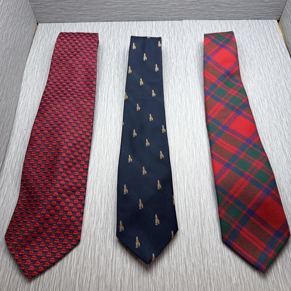 Pringle Wool Tie Ingles‎ Buchan Scotland Tartan Countess Mara Silk Lot 3 Mens